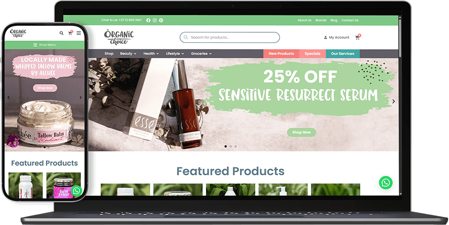 Organic Choice website built by BaseCloud in a mockup