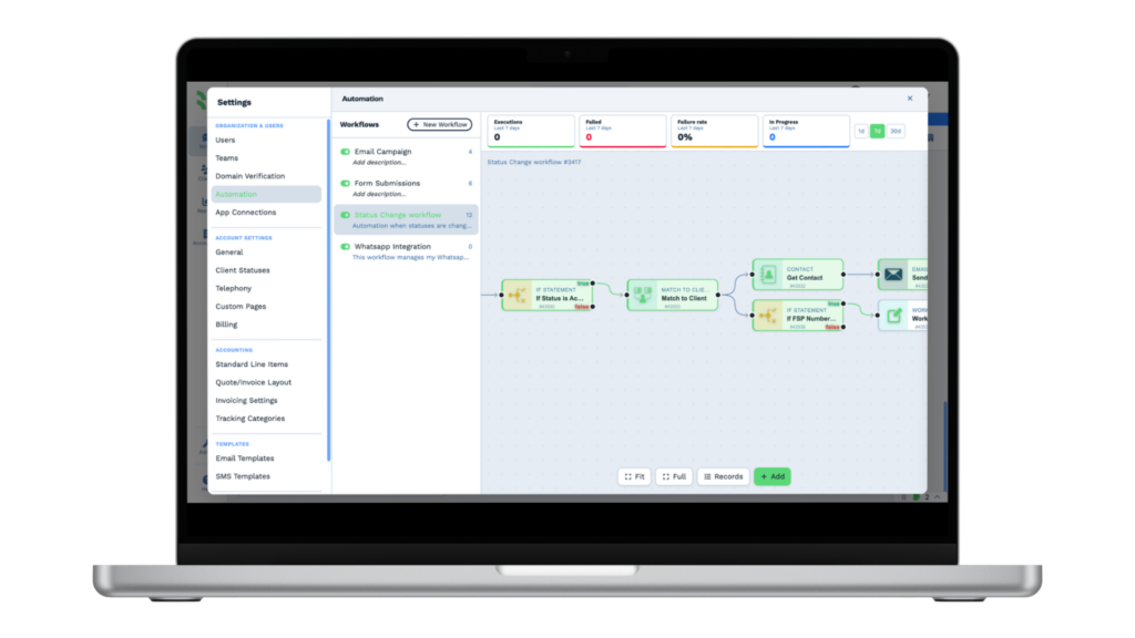 BaseCloud CRM on a laptop